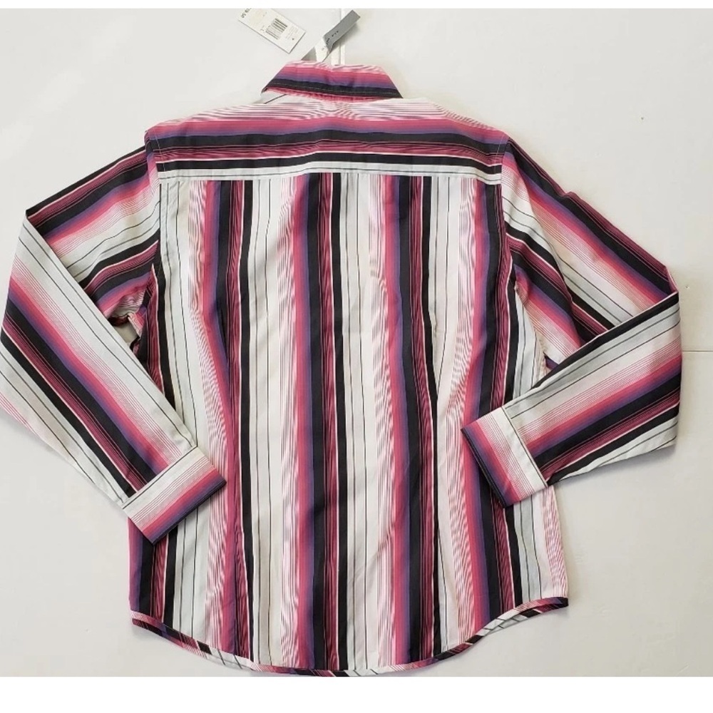DKNY JEANS Men's XL Bold Stripe Button Down Shirt - Pink, Black, Purple - Picture 3 of 12